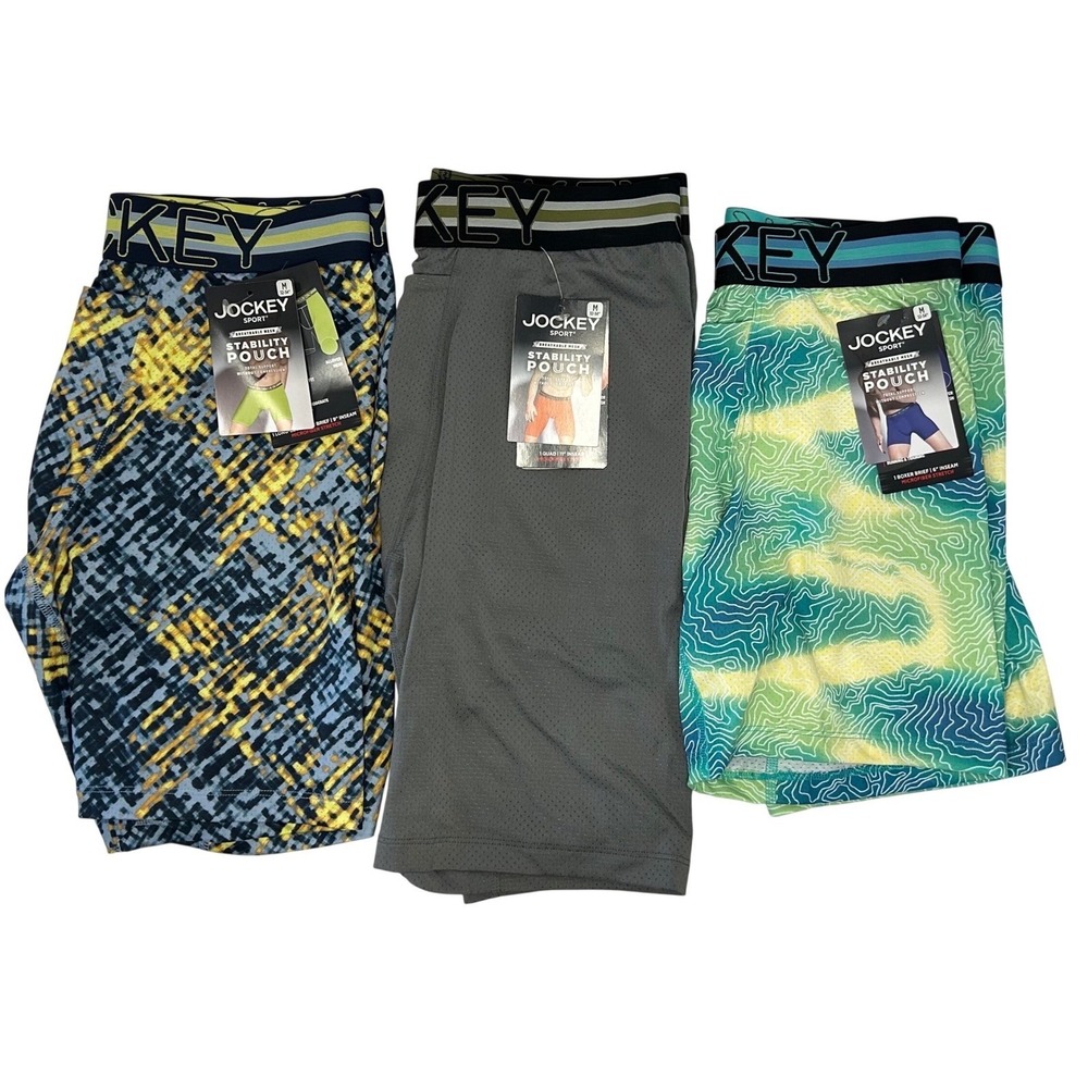 Jockey Sport Stability Pouch Boxer Brief 3 Pack Mens Medium Mesh Performance New